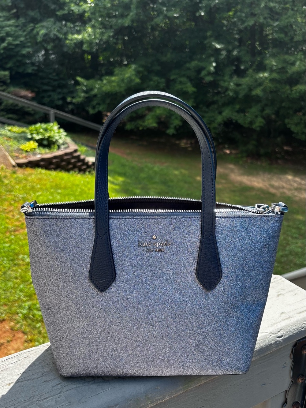 Kate Spade New York Glitter Joeley Satchel Silver Glitter Tote Shoulder Bag